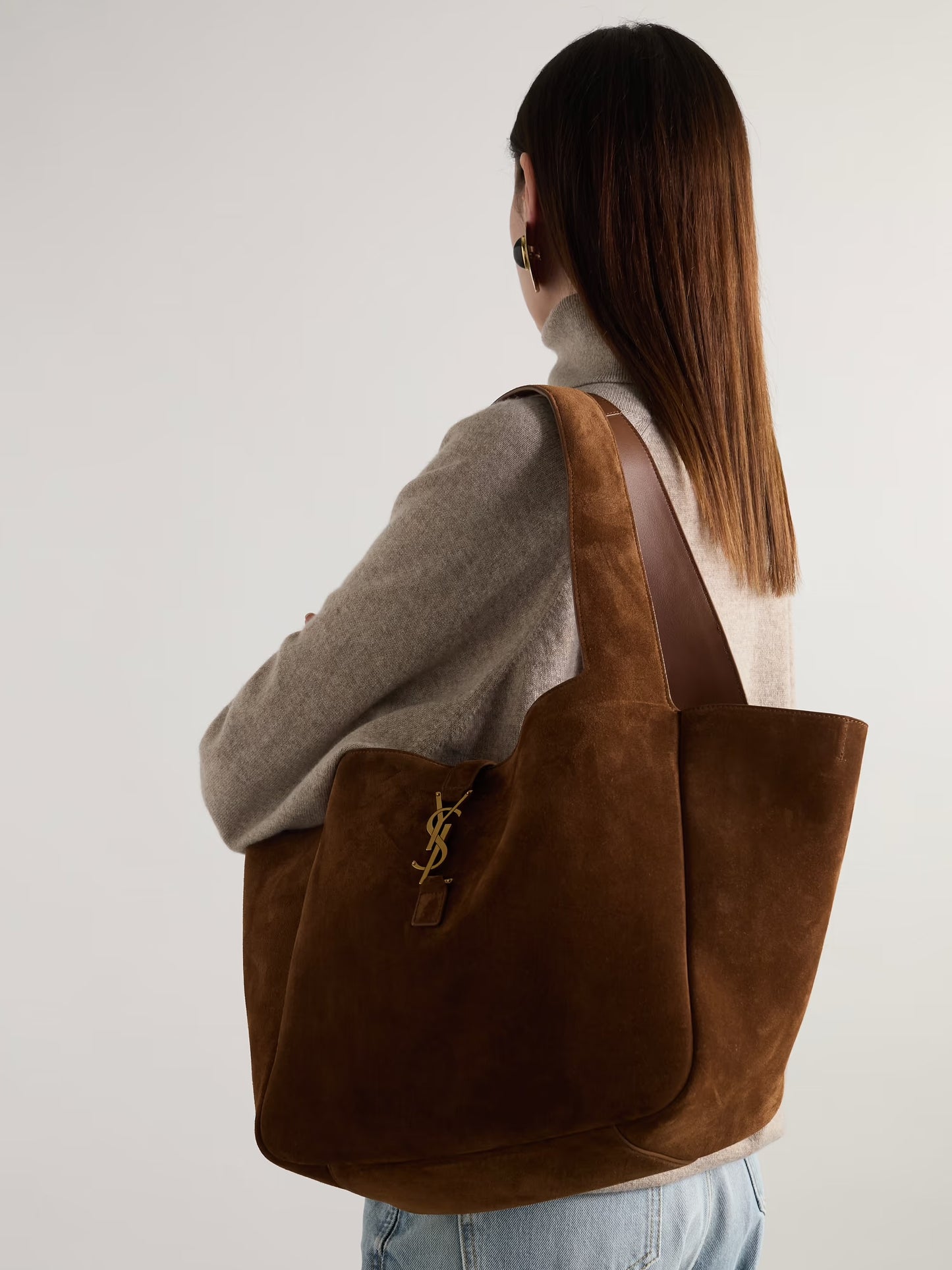 Bea Shoulder Tote Bag in suede| Caramel Cognac