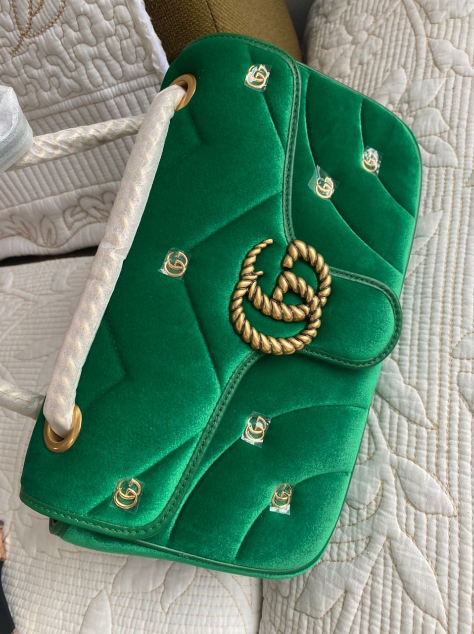 Sac à bandoulière Marmont en velours vert