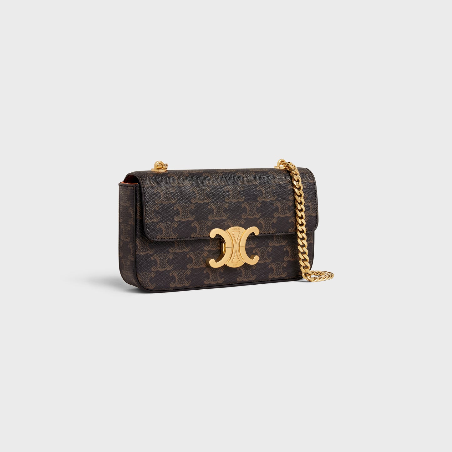 CHAIN SHOULDER BAG CLAUDE IN TRIOMPHE CANVAS-TAN | CELINE