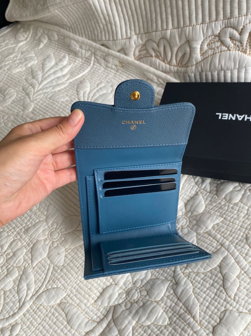 Portefeuille Compact Cavier Coco Bleu
