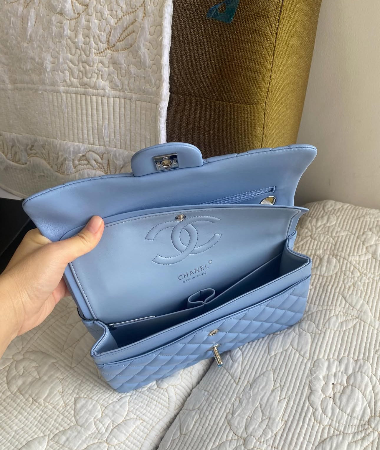 Coco Blue Lambskin Double Flap Bag