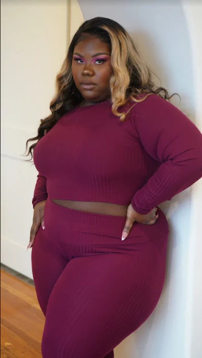 Plus | Rich Ribbed Top & Leggings Set (10 Colors) 1X 2X 3X