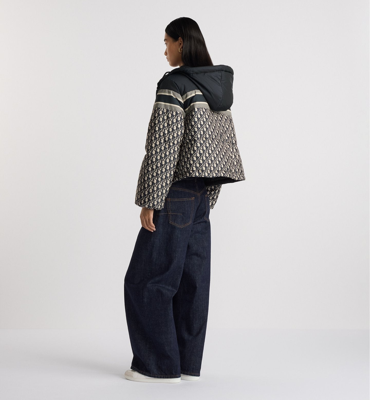 Reversible Puffer Jacket Blue and Ecru Dior Oblique Quilted Technical Taffeta