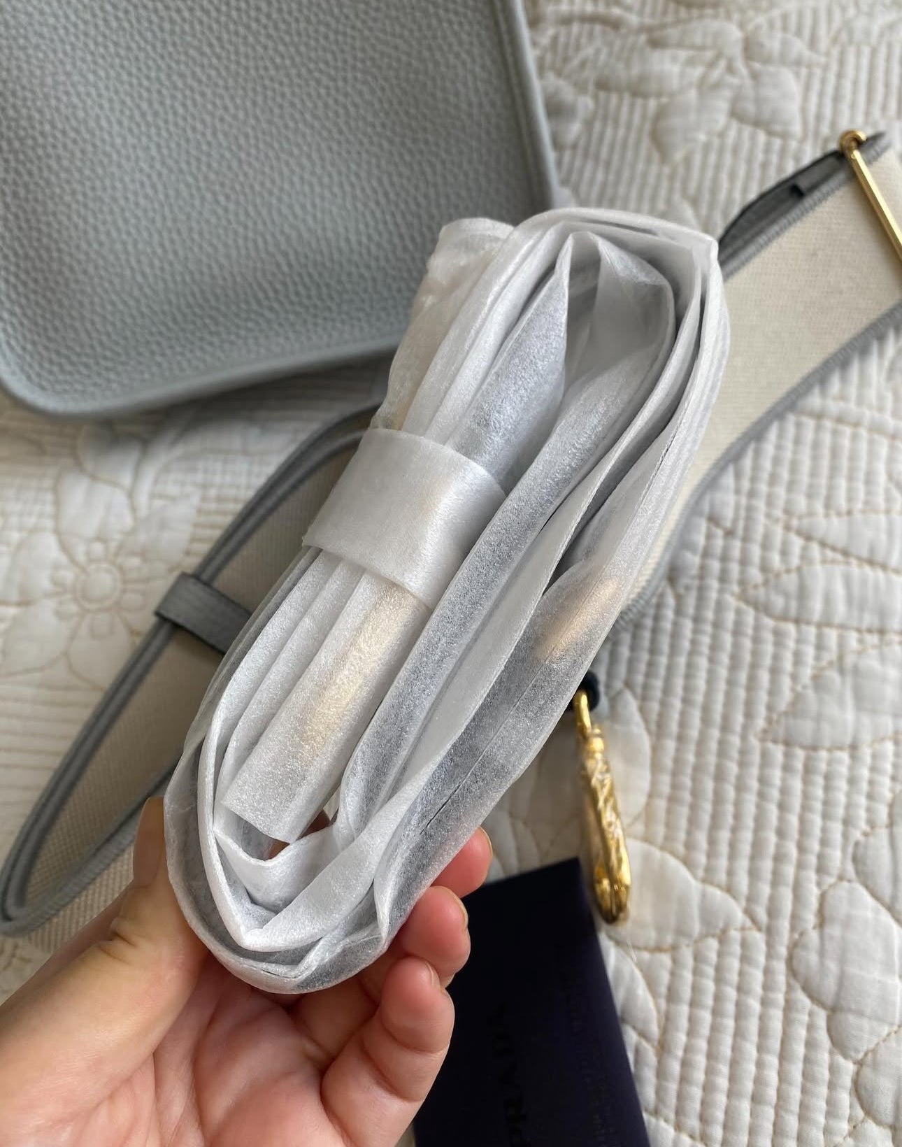 Granite Gray Leather Mini Shoulder Bag