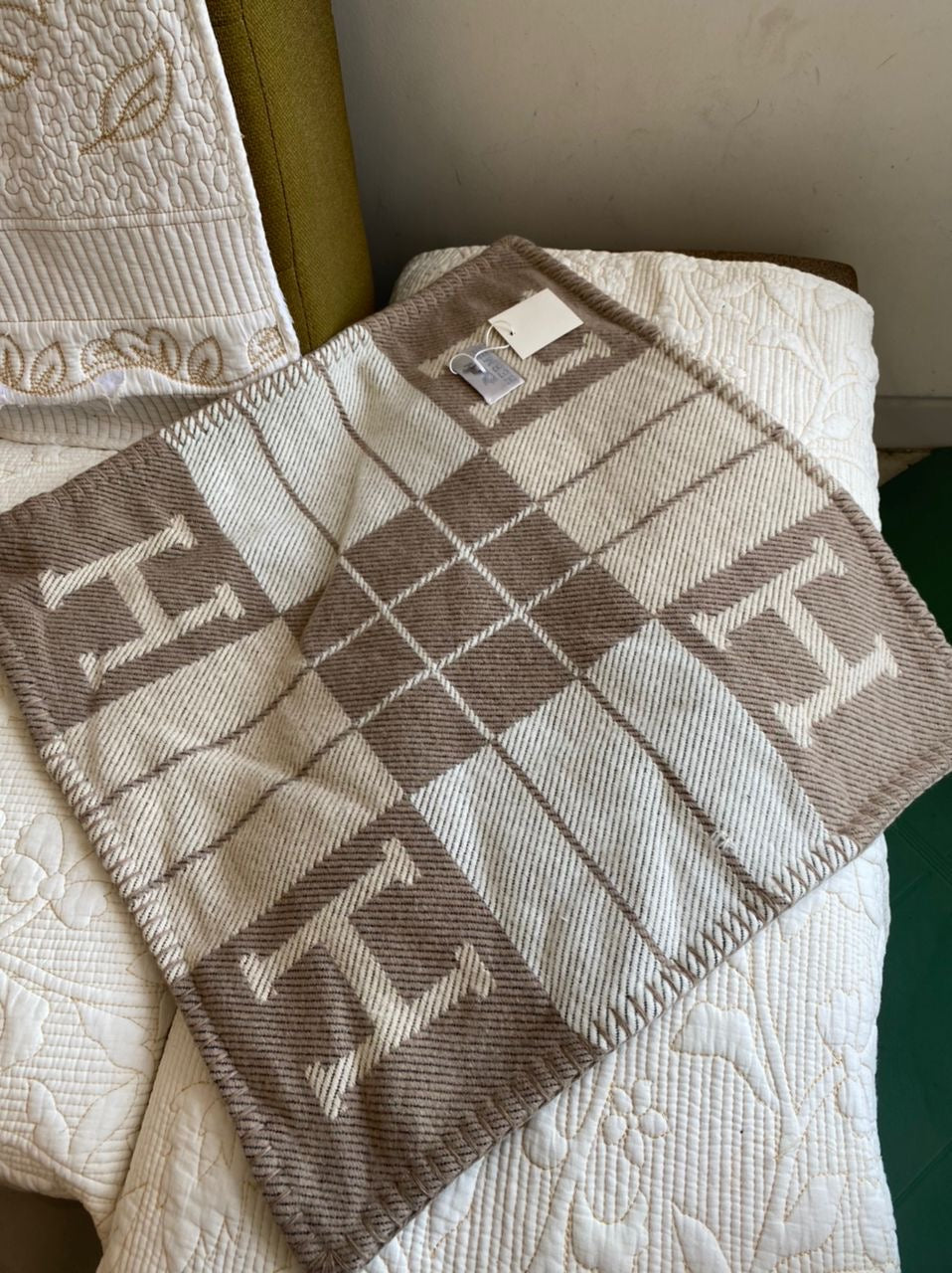 Gray/Brown Hermes Avalon Throw Blanket