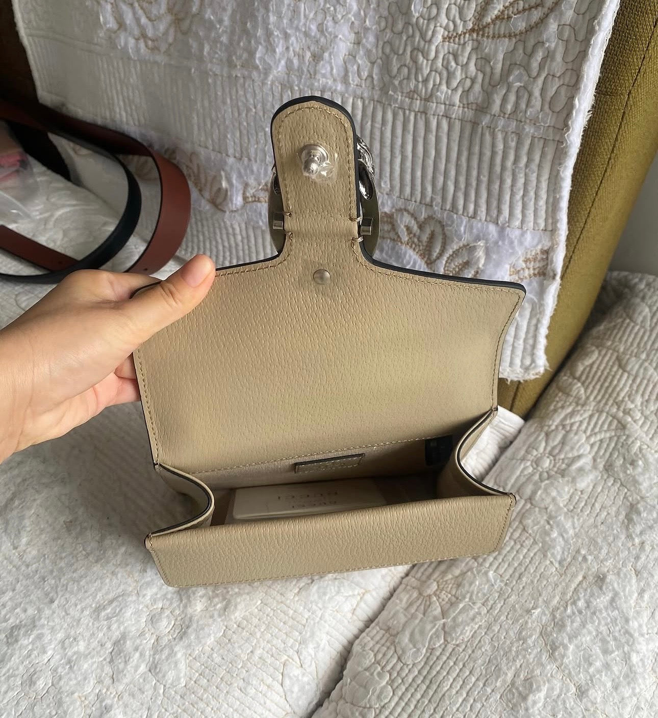 Super Mini Dionysus shoulder bag in beige and white GG Supreme canvas