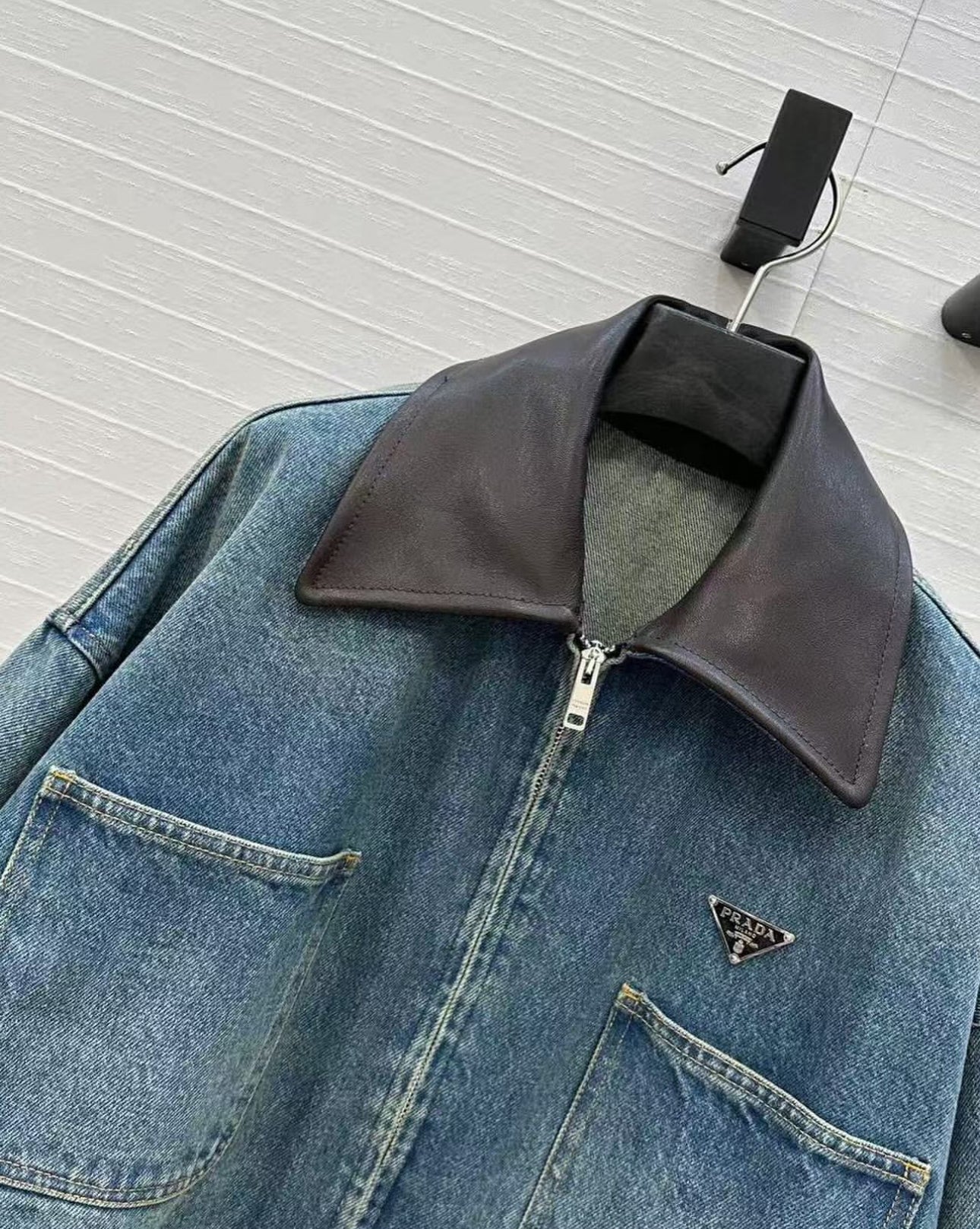 Logo Light Blue Cropped Denim Jacket | PRA (2 Colors)