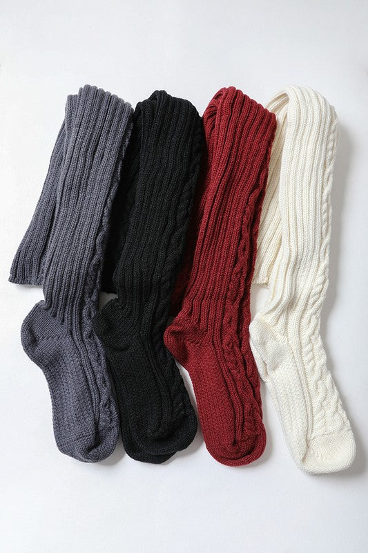 Chaussettes hautes en tricot torsadé