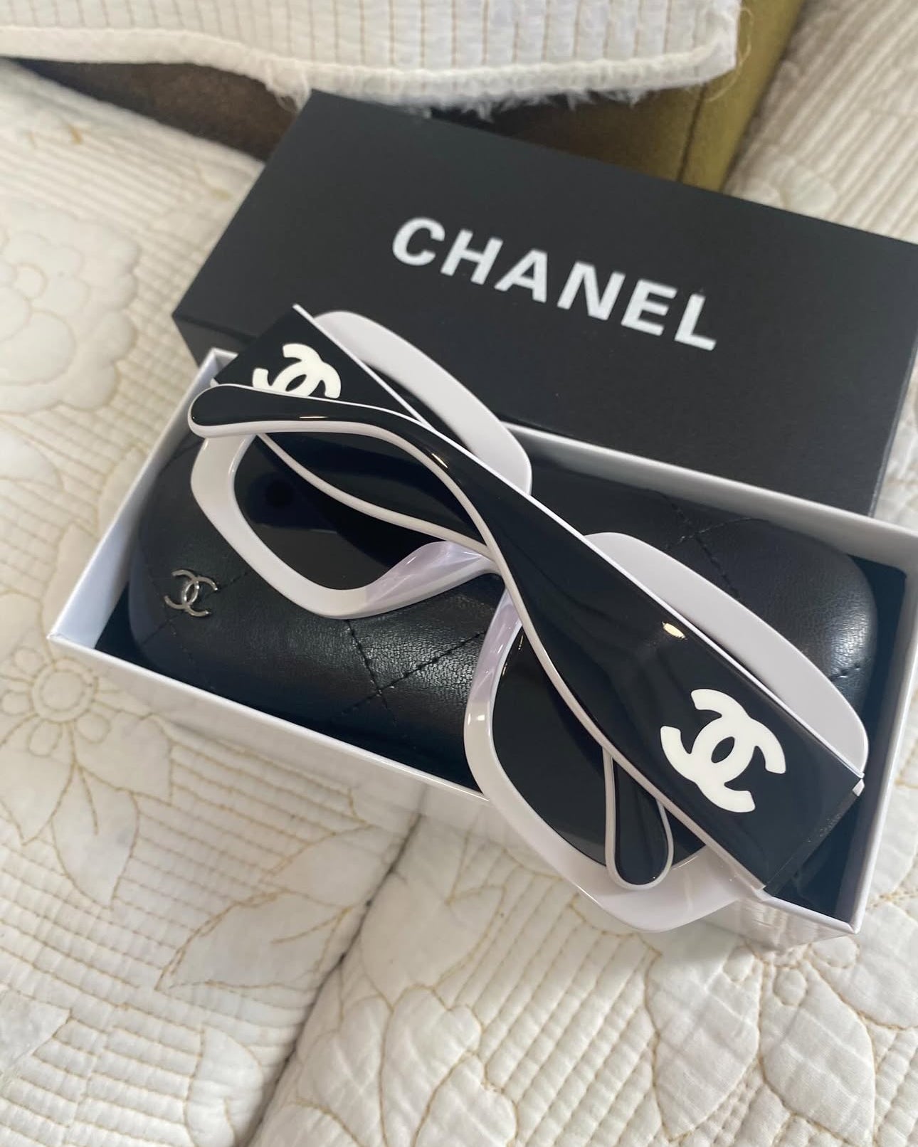 Coco Black & White Acetate Square Sunglasses