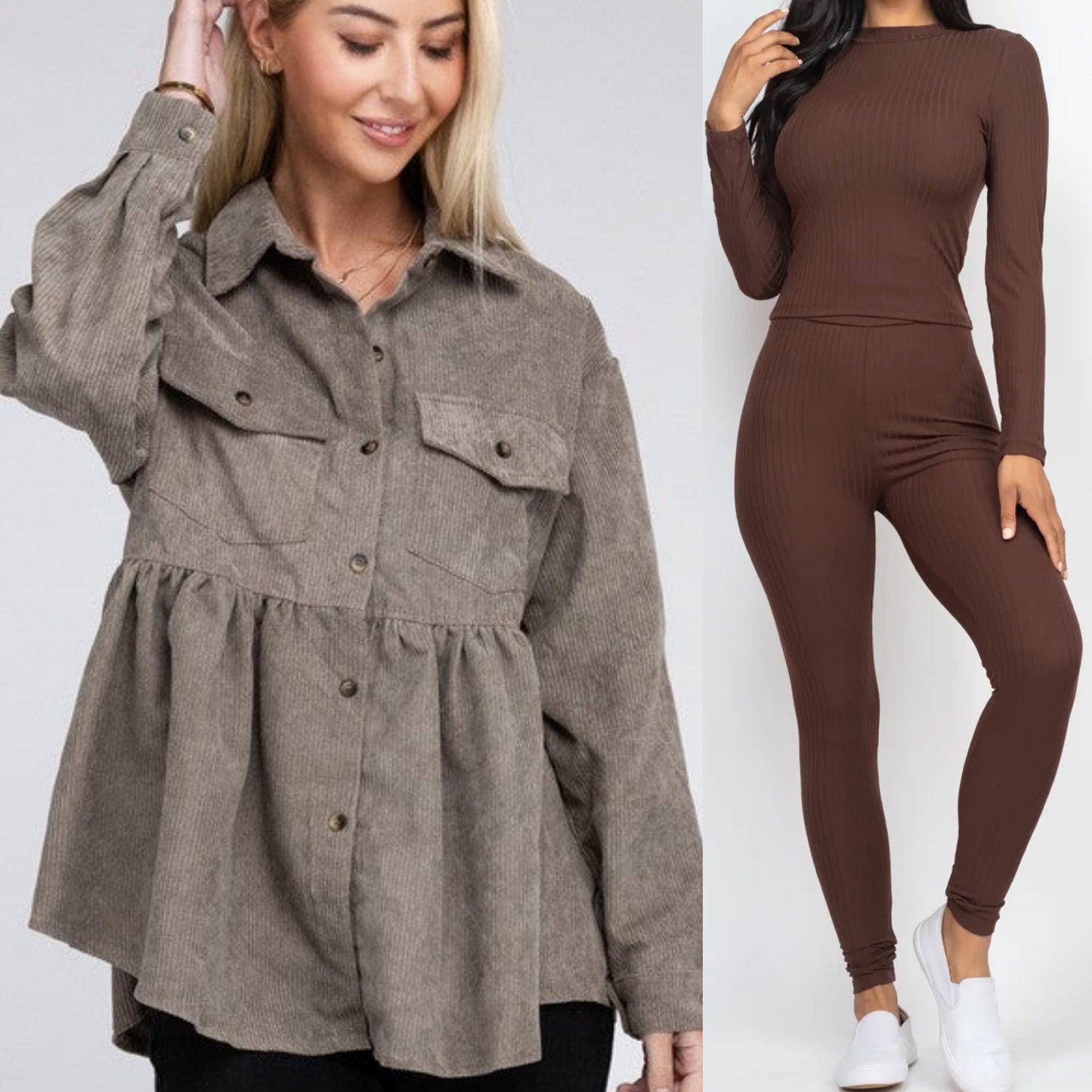 Conjunto Babydoll Shacket de 3 piezas
