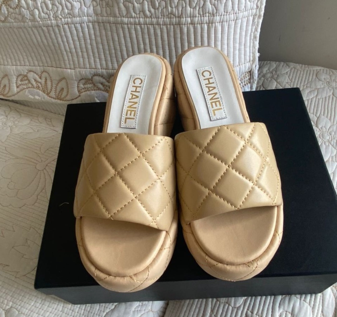 Tan Coco Platform Slide Sandal