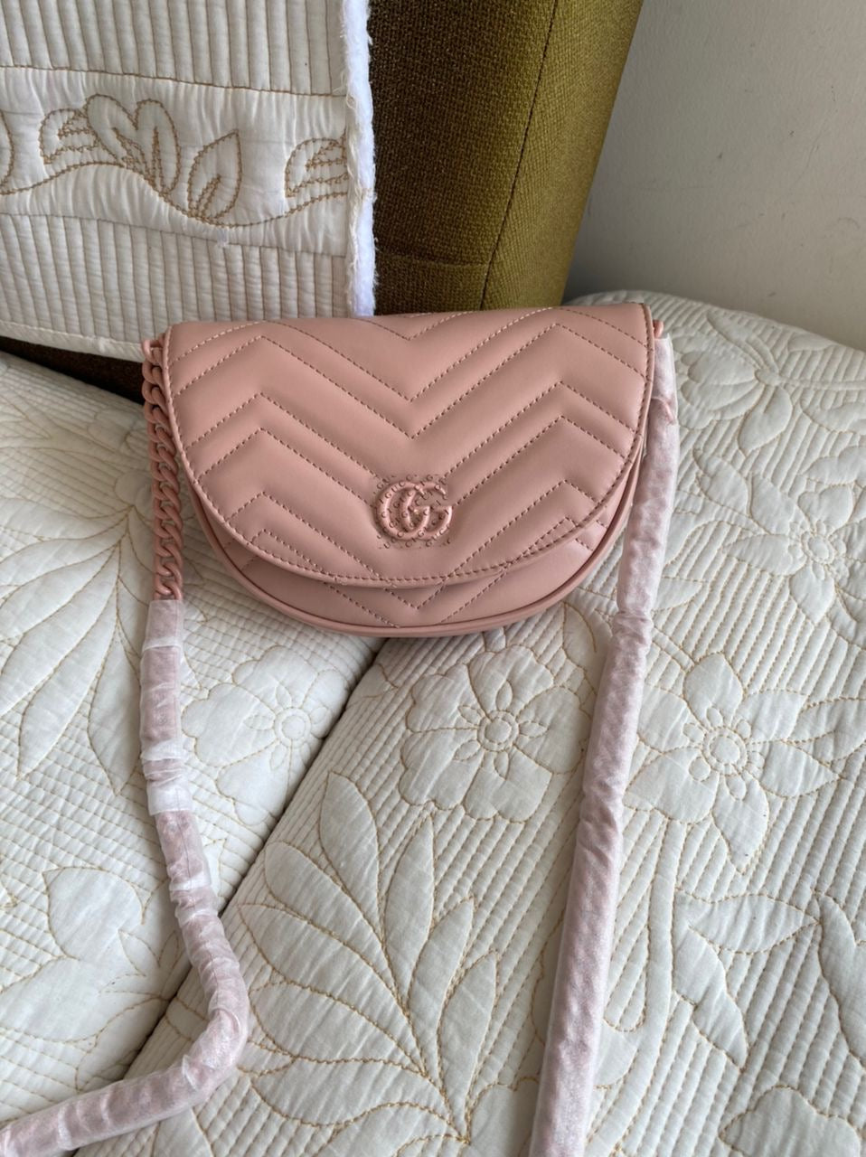 LIGHT PINK MARMONT MATELASSÉ CHAIN MINI BAG