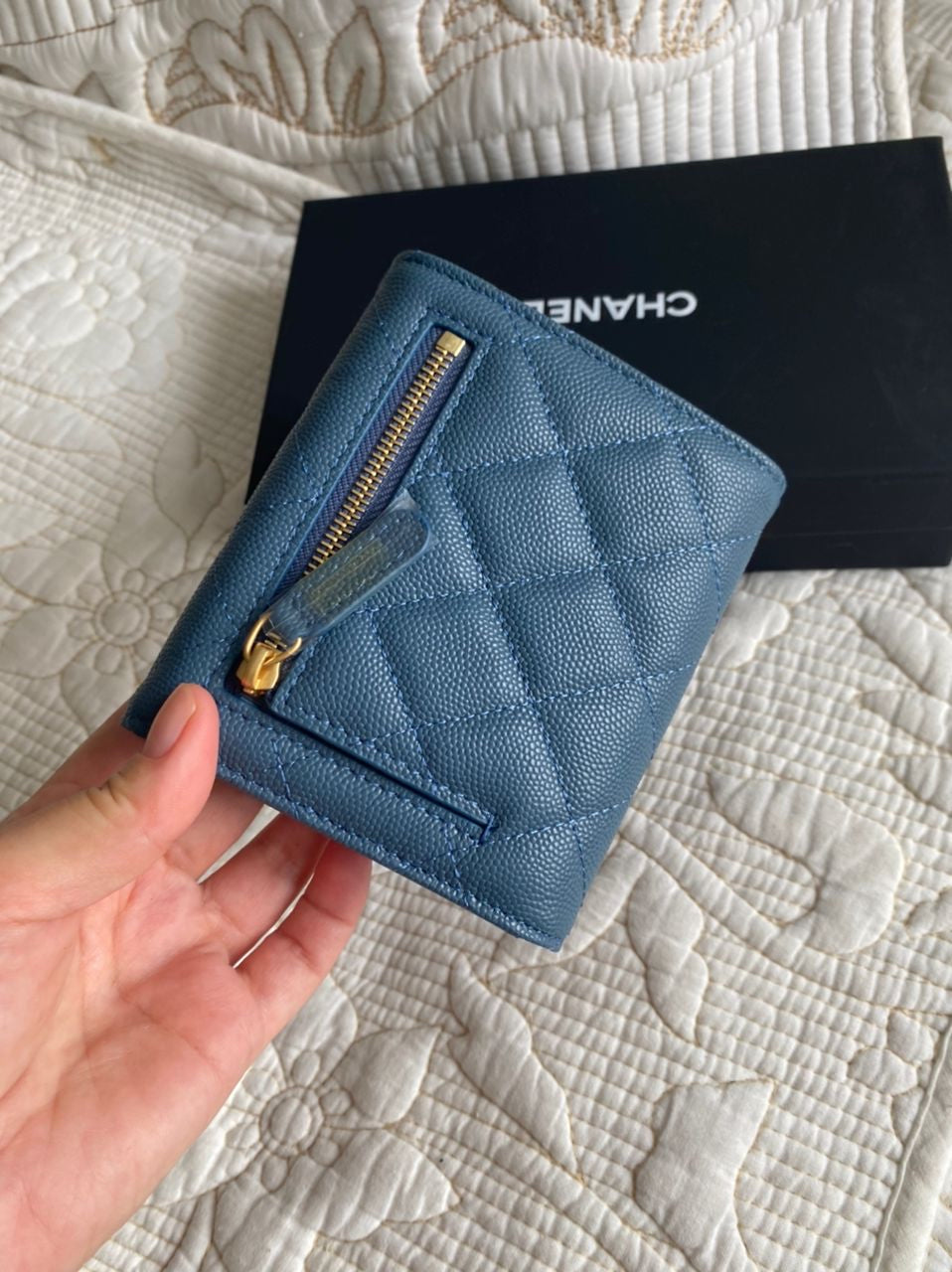 Portefeuille Compact Cavier Coco Bleu