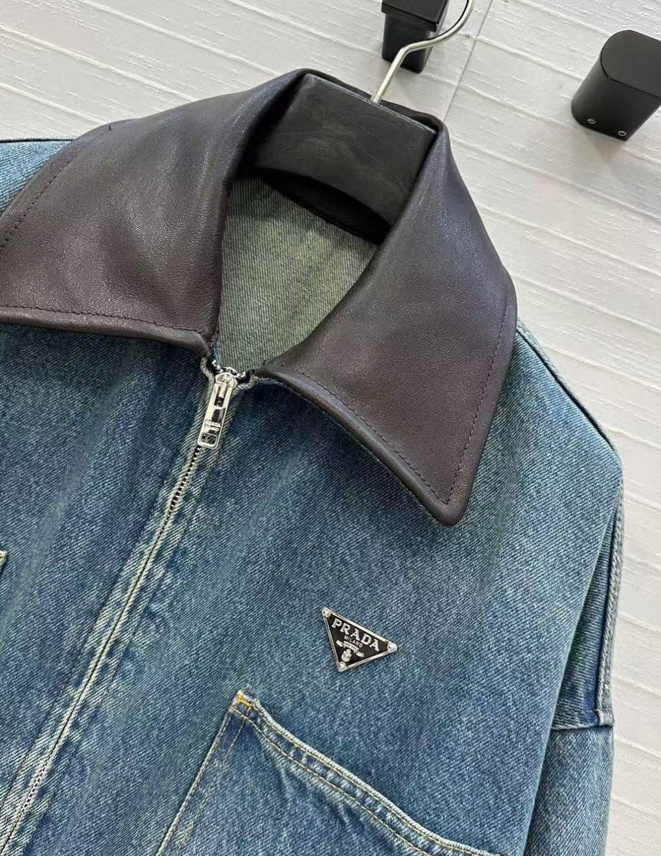 Logo Light Blue Cropped Denim Jacket | PRA (2 Colors)