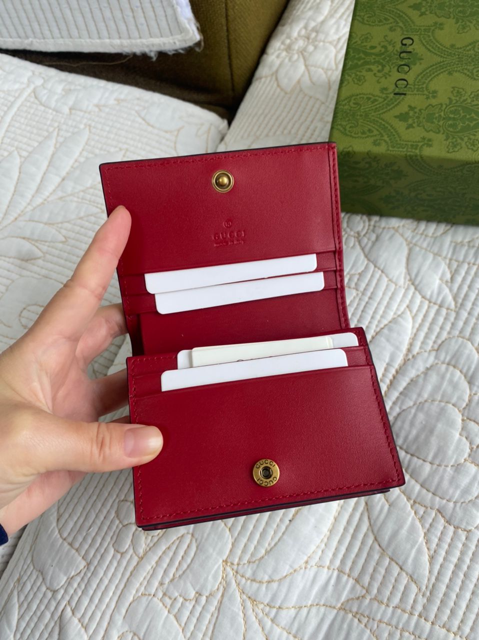 GG Supreme Mini Cherry Wallet