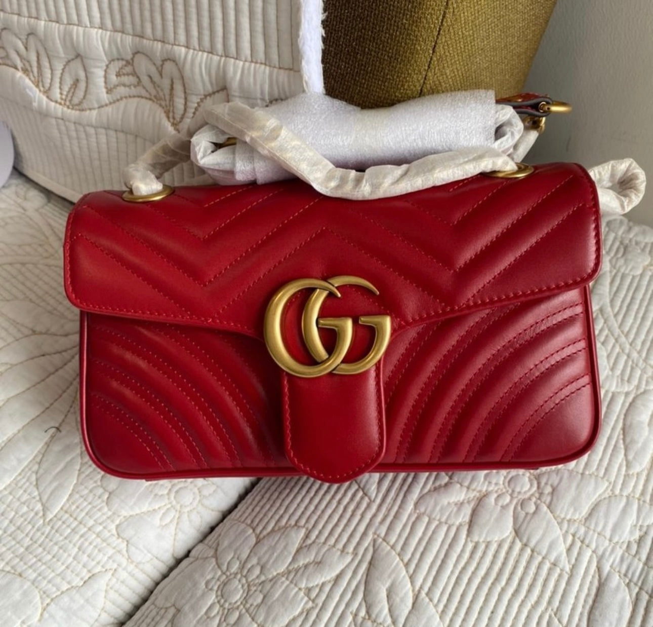 Red Marmont Matelasse shoulder bag
