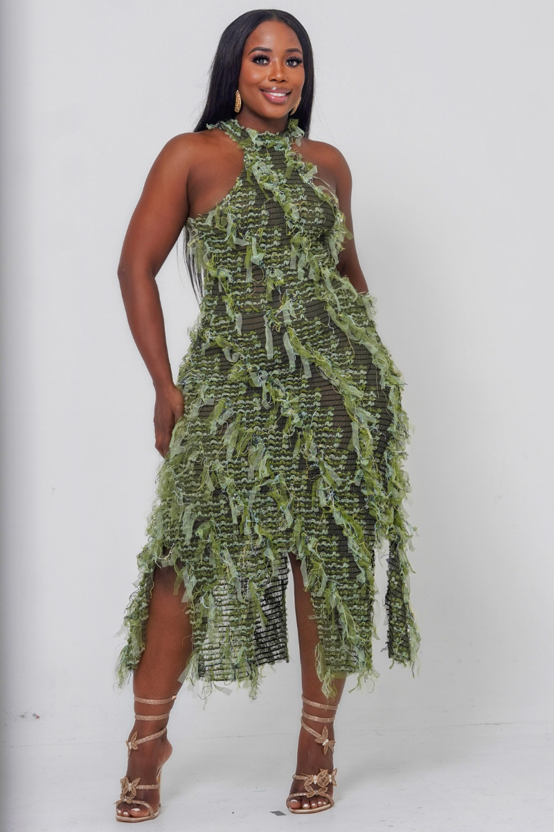 GREEN NEVER CARED | Halter Ruffled Dress