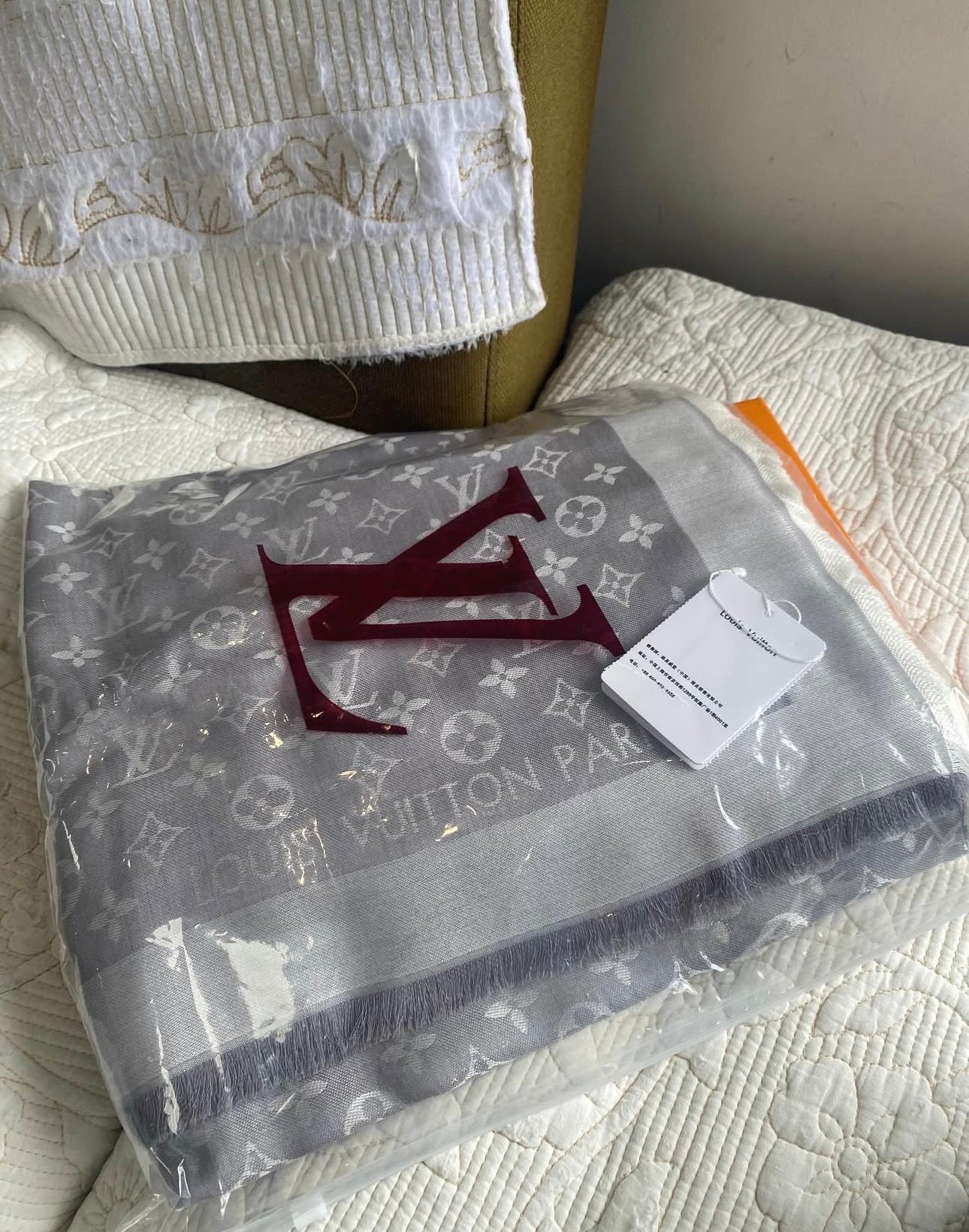 Gray Monogram Denim Scarf