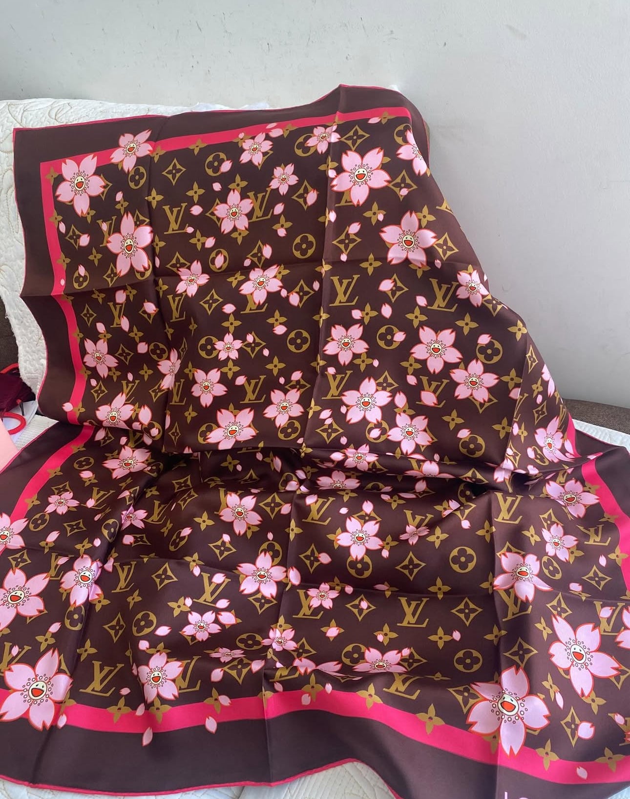 LV X TM Monogram Cherry Blossom Scarf