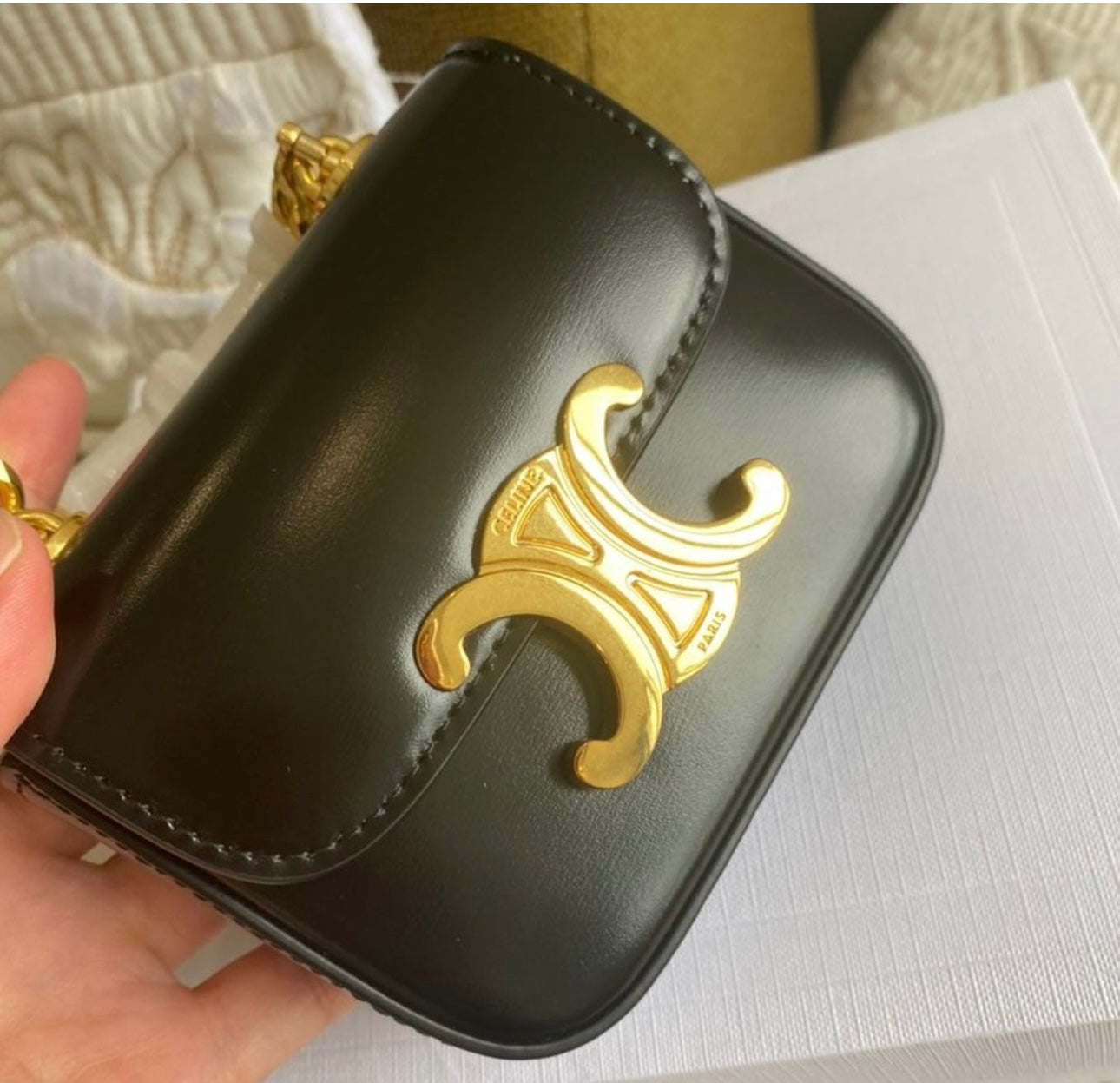 MINI CHAIN CLAUDE IN SHINY CALFSKIN