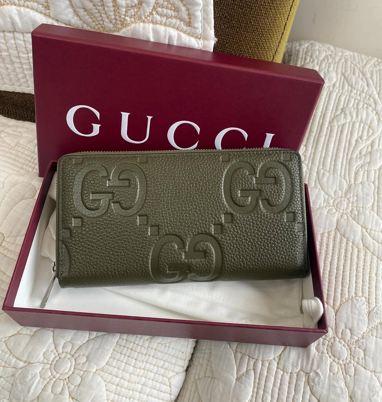Dark Green Jumbo Zip Around Wallet