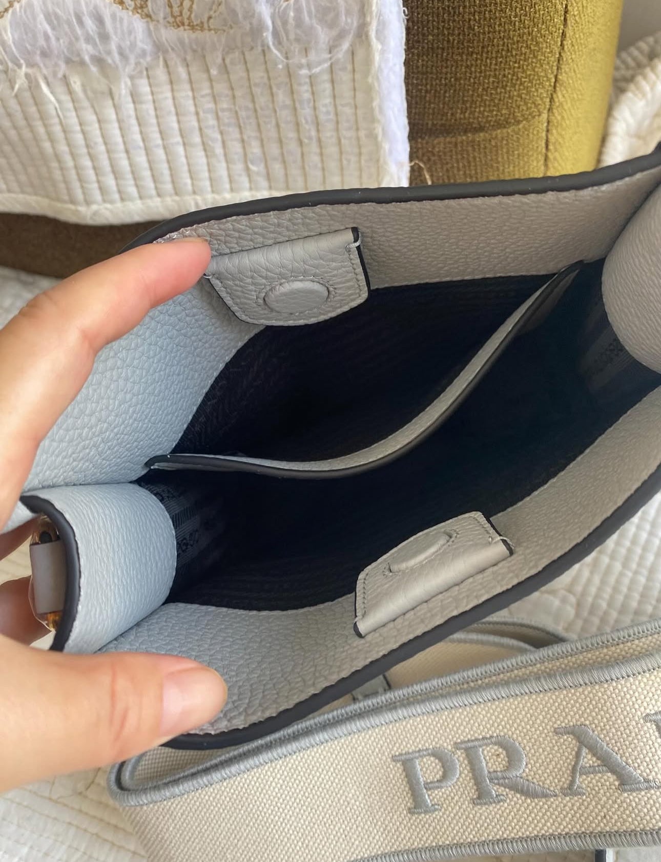Granite Gray Leather Mini Shoulder Bag