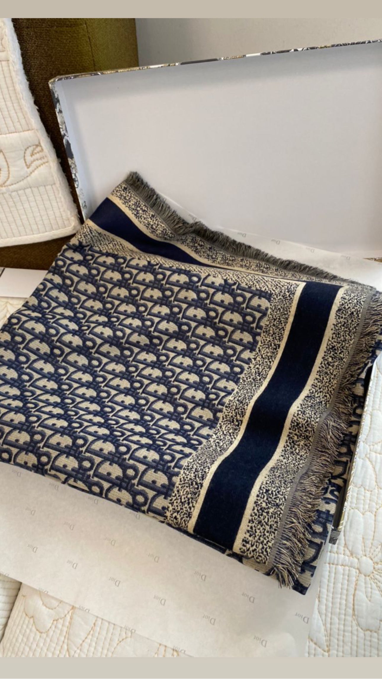CD | Navy SCARF WITH D-OBLIQUE
