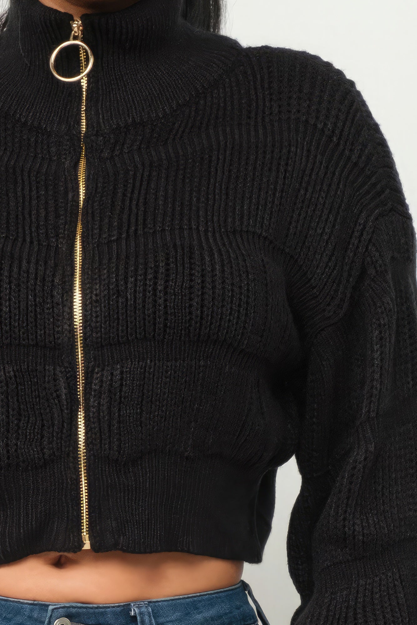Michelle Sweater Top W/ Front Zipper
