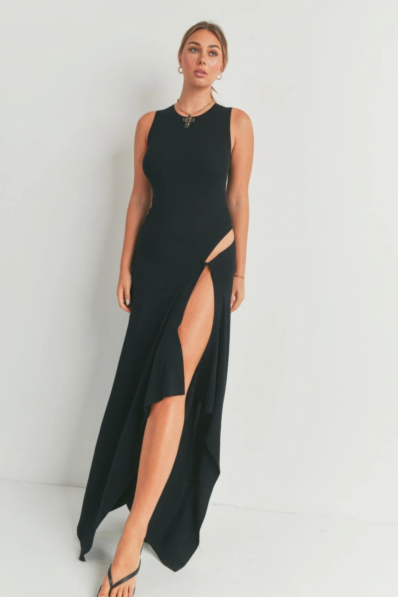 Illusion Maxi Dress With Slit