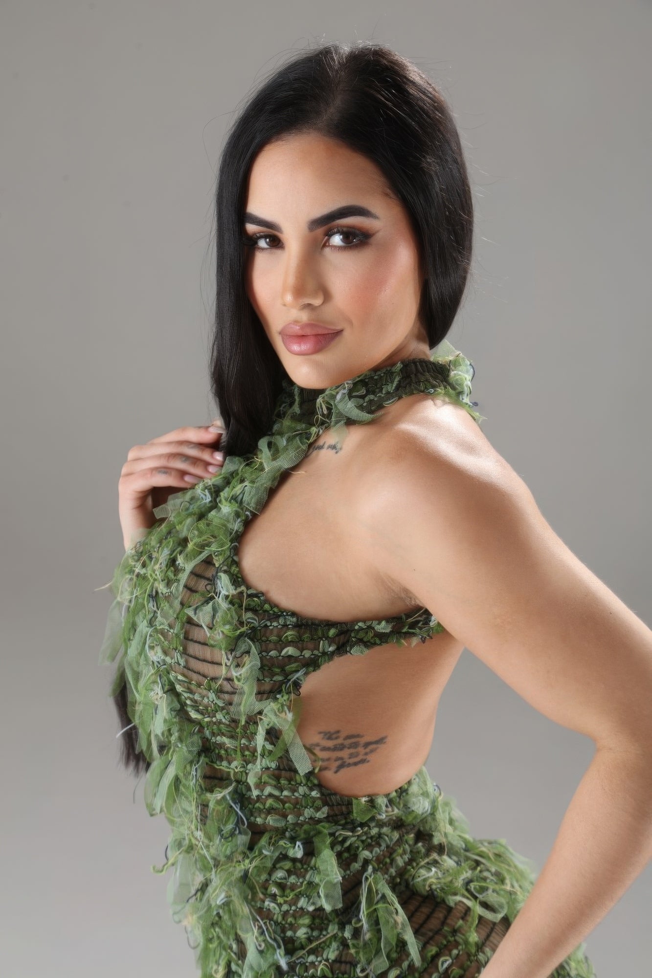 GREEN NEVER CARED | Halter Ruffled Dress
