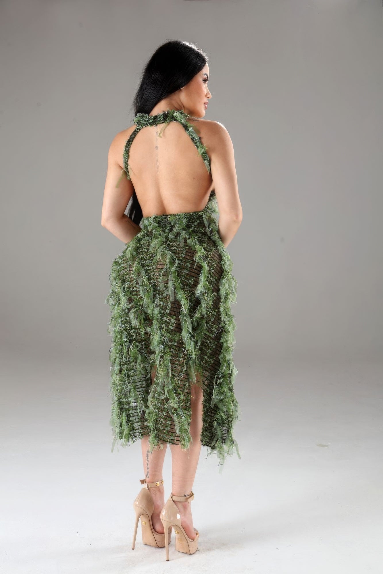 GREEN NEVER CARED | Halter Ruffled Dress