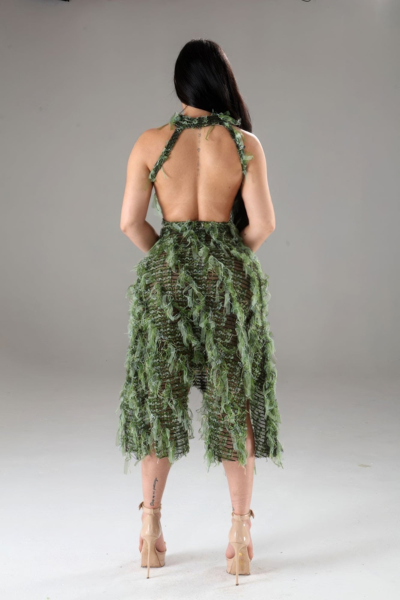 GREEN NEVER CARED | Halter Ruffled Dress