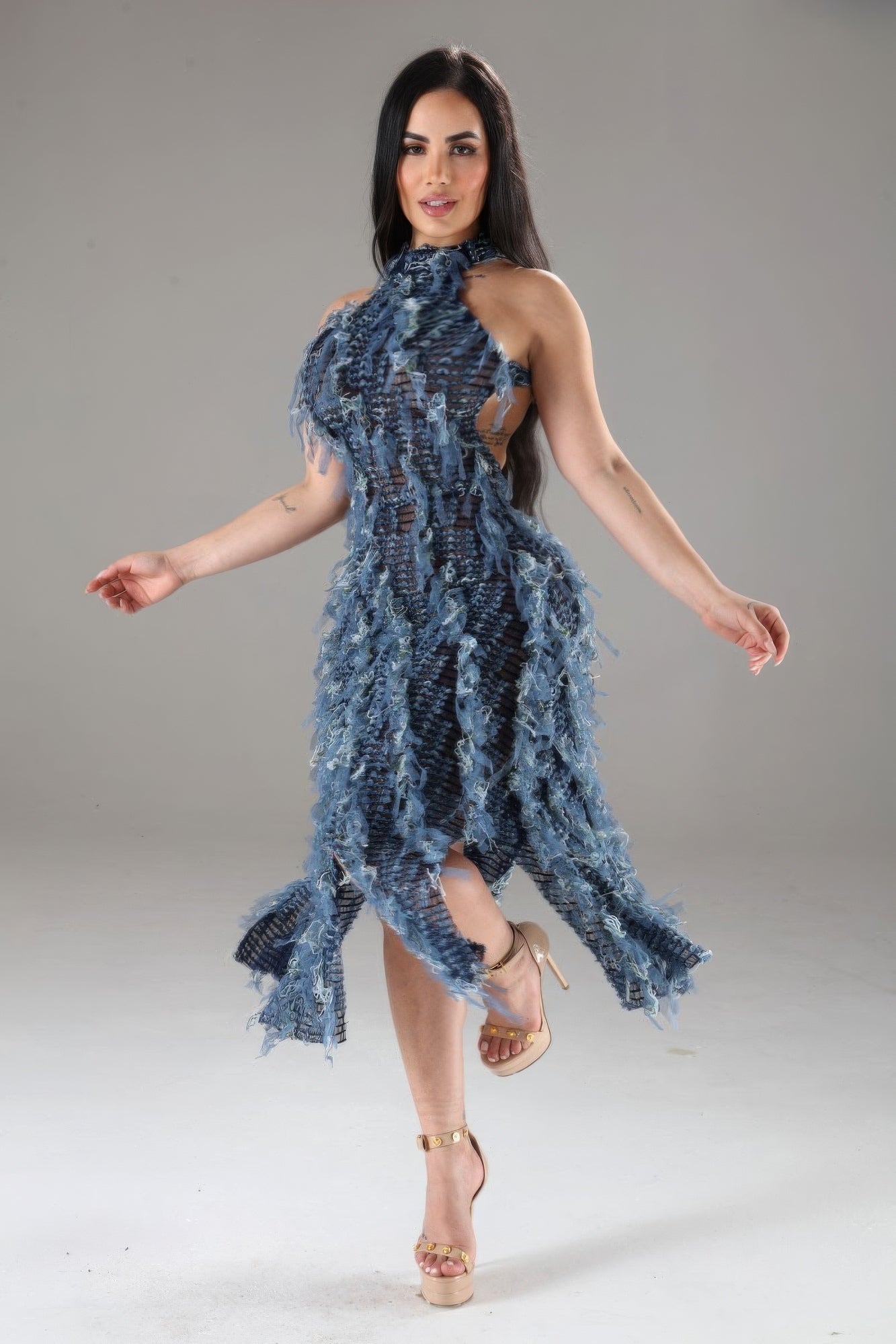 NEVER CARED | Halter Ruffled Dress