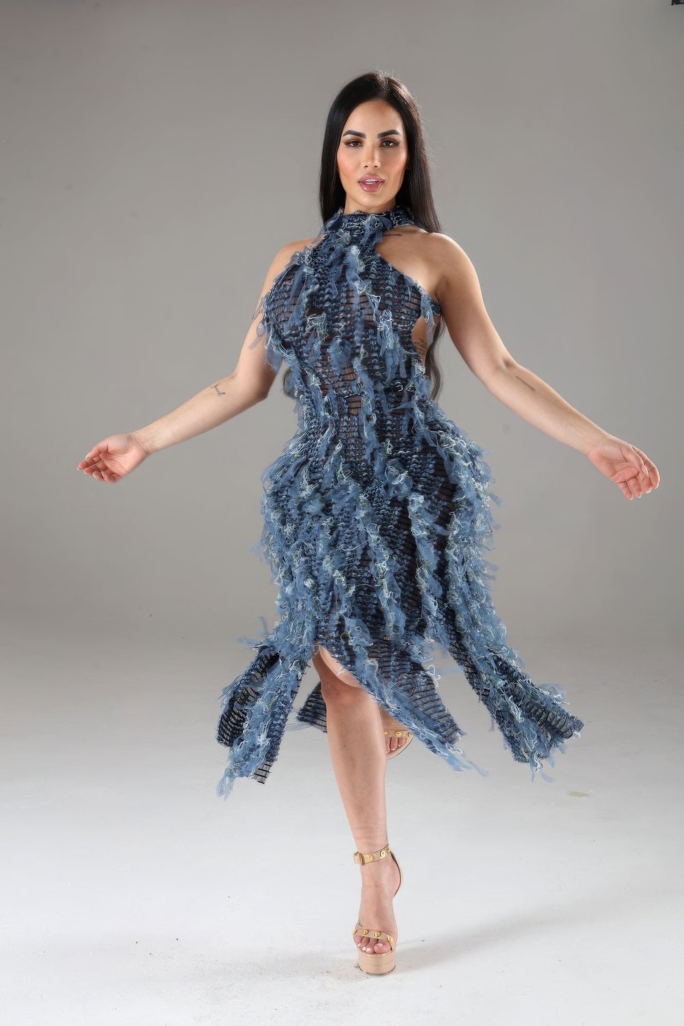 NEVER CARED | Halter Ruffled Dress