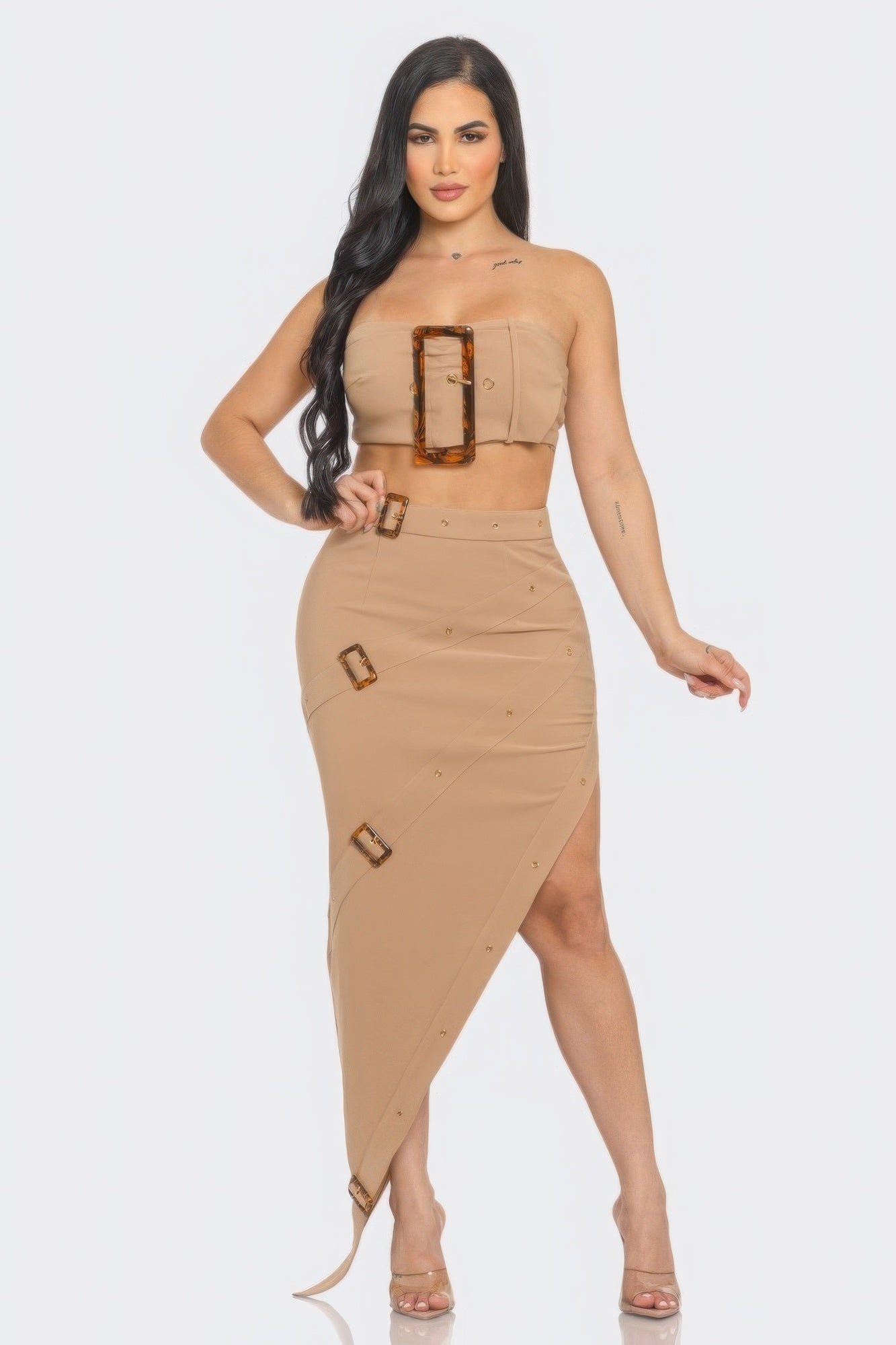 Buckle Down | Belt Top And Skirt Set