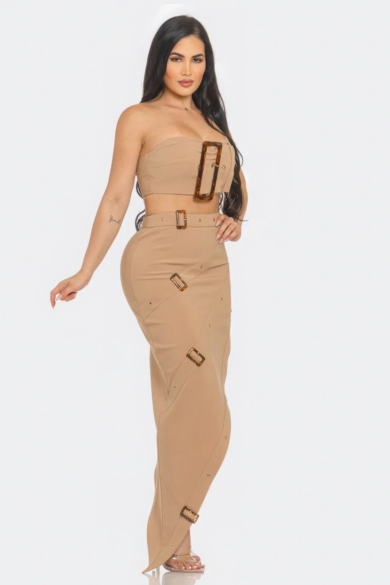 Buckle Down | Belt Top And Skirt Set