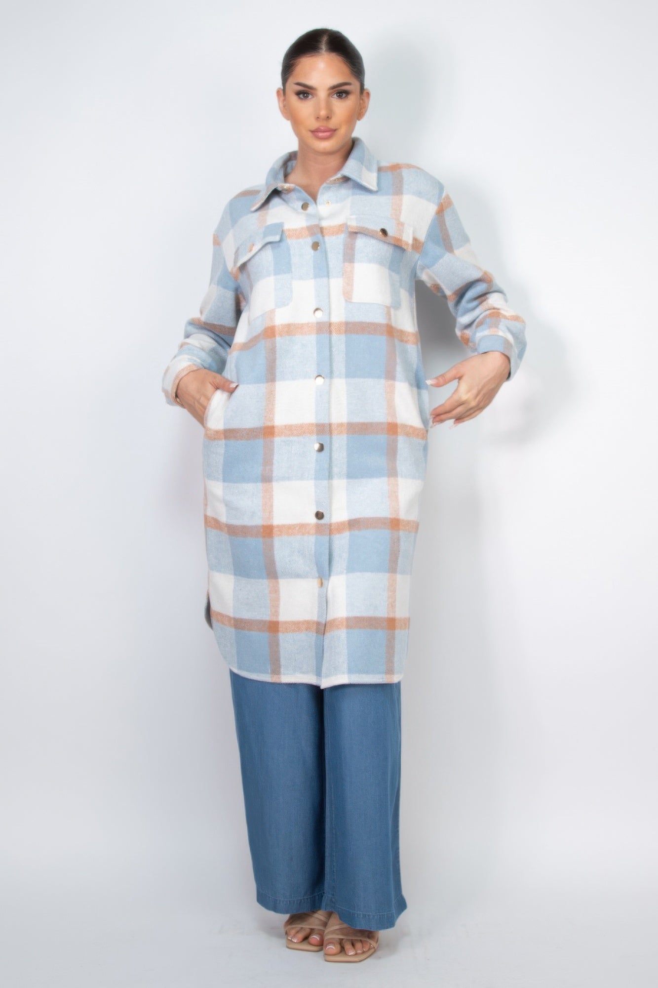 Plaid Buttoned Shacket Coat | 3 COLORS