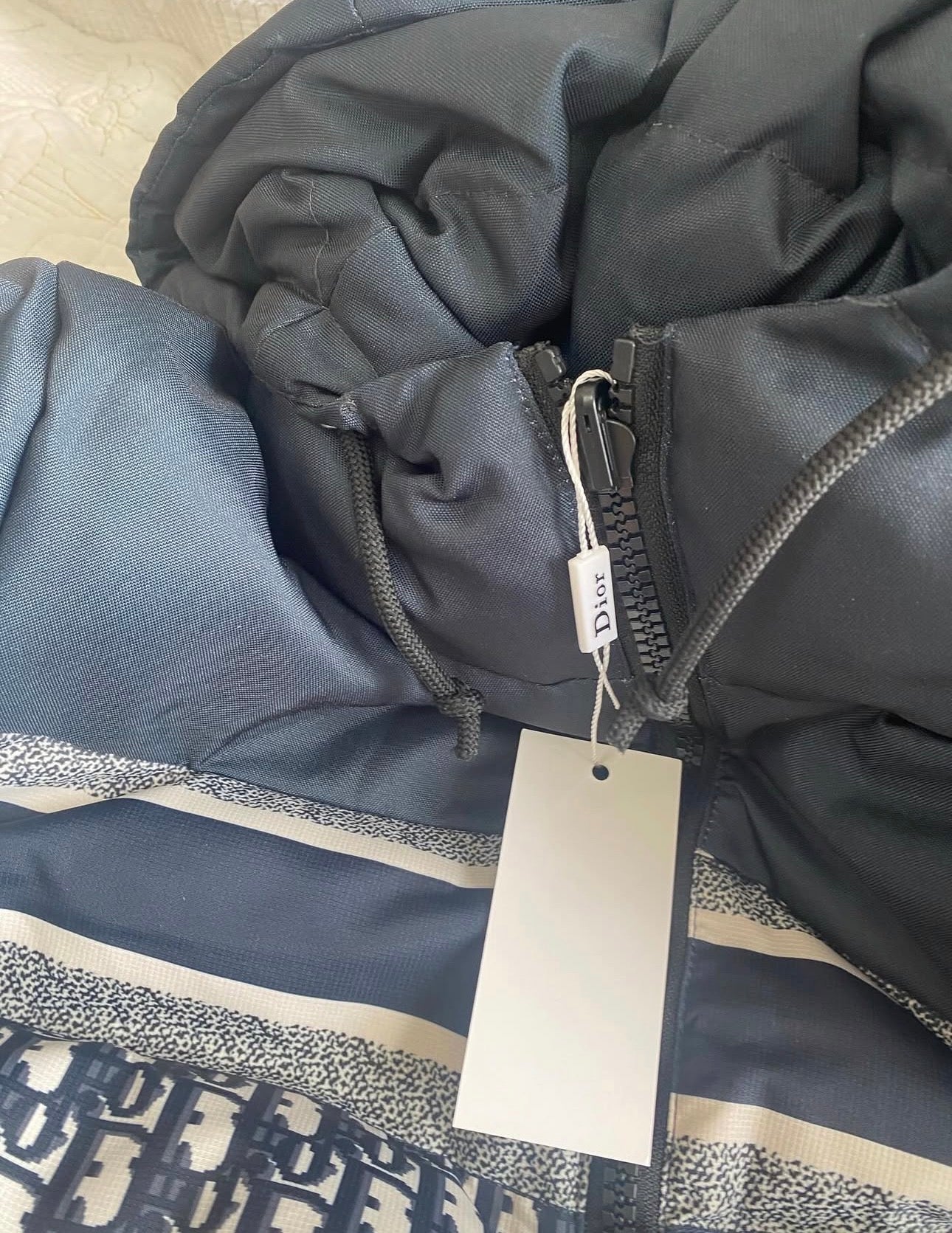 Reversible Puffer Jacket Blue and Ecru Dior Oblique Quilted Technical Taffeta