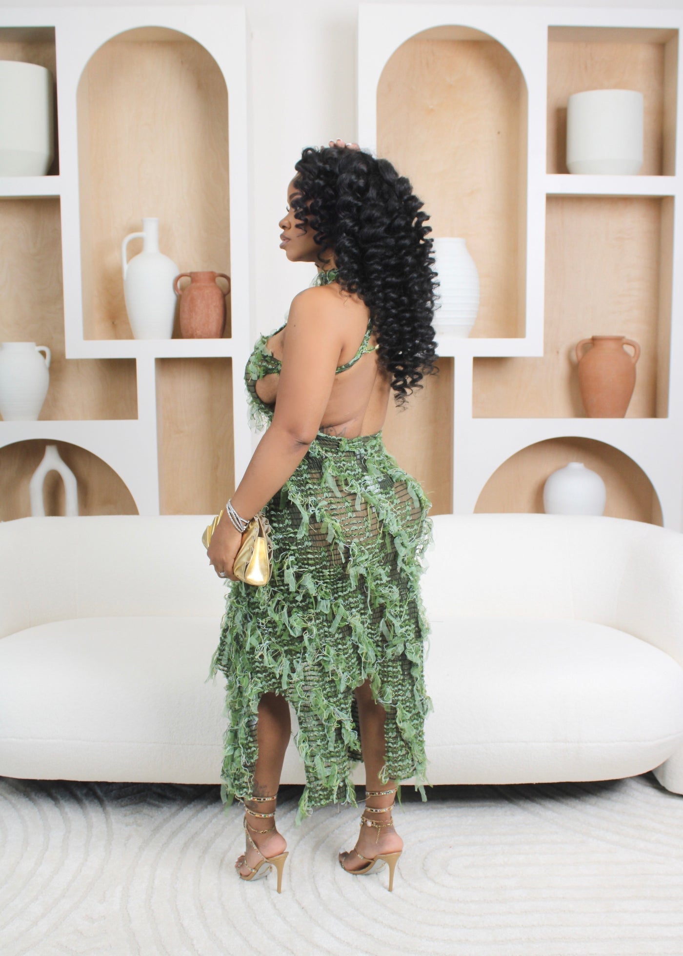 GREEN NEVER CARED | Halter Ruffled Dress