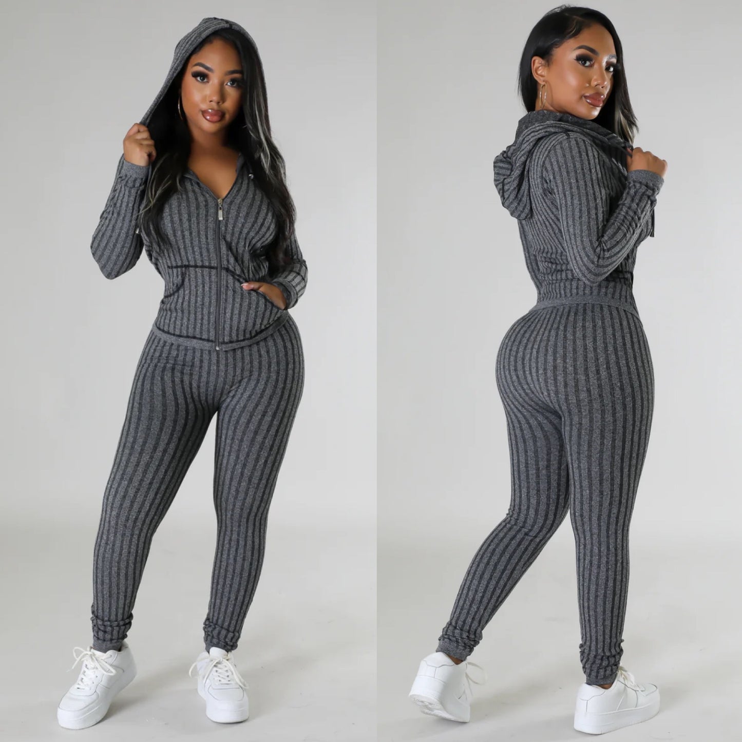 Conjunto Sudadera + Legging Gris Sobre Gris