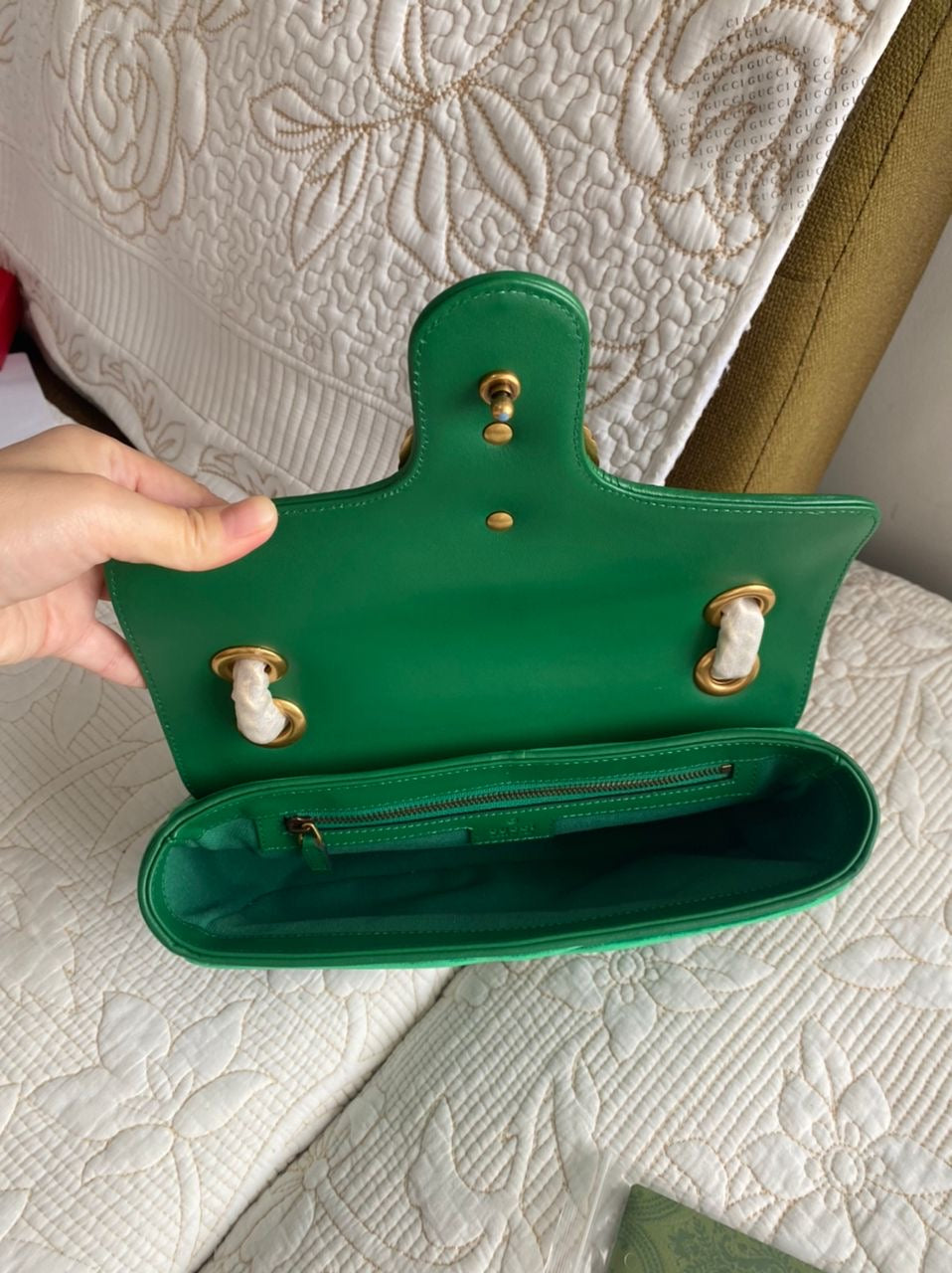 Sac à bandoulière Marmont en velours vert