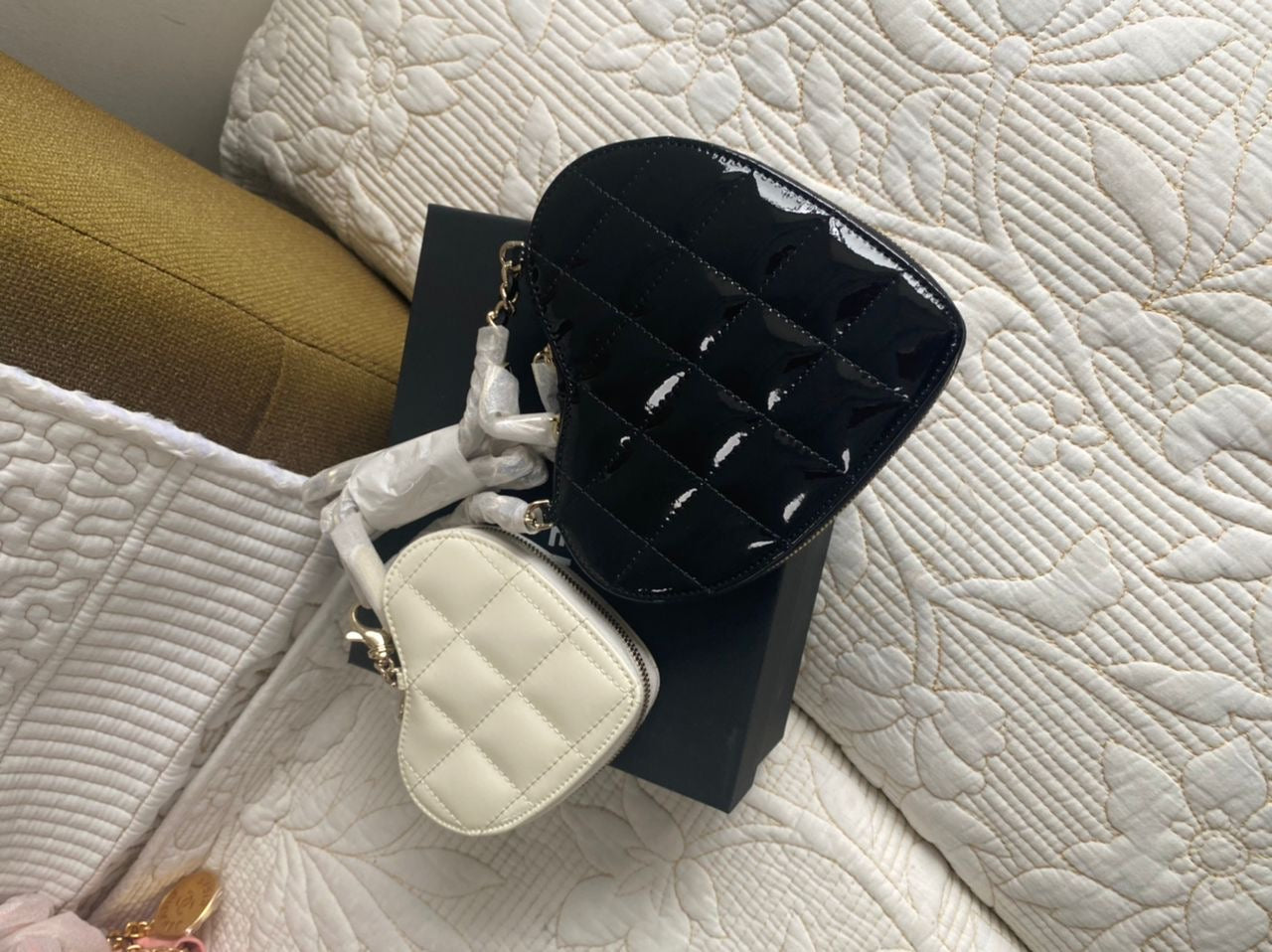 Sac Coco Double Coeur Noir & Blanc