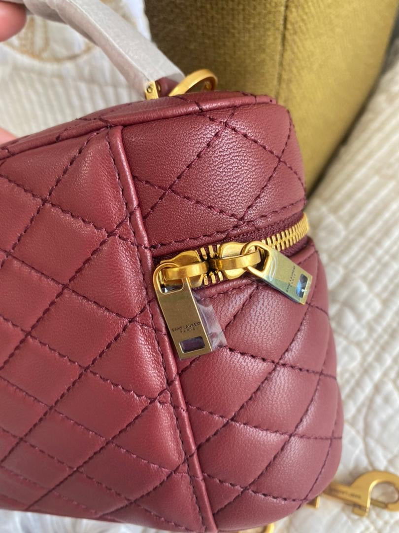 Gaby Mini Vanity Case in Quilted Leather with Gold Hardware