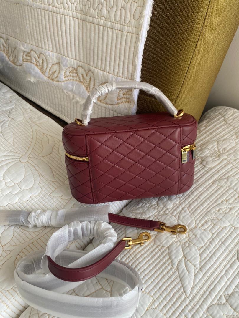 Gaby Mini Vanity Case in Quilted Leather with Gold Hardware