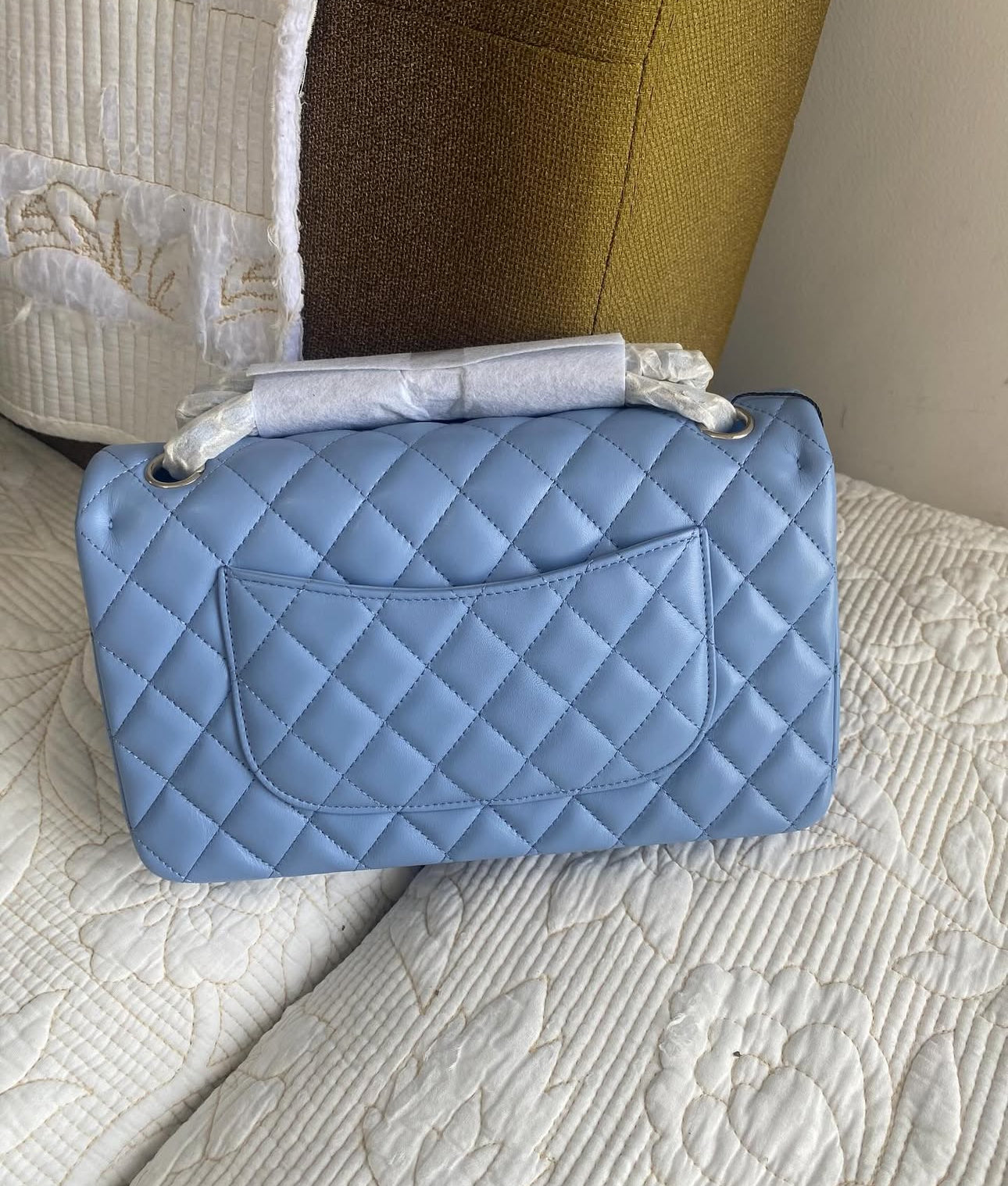 Coco Blue Lambskin Double Flap Bag
