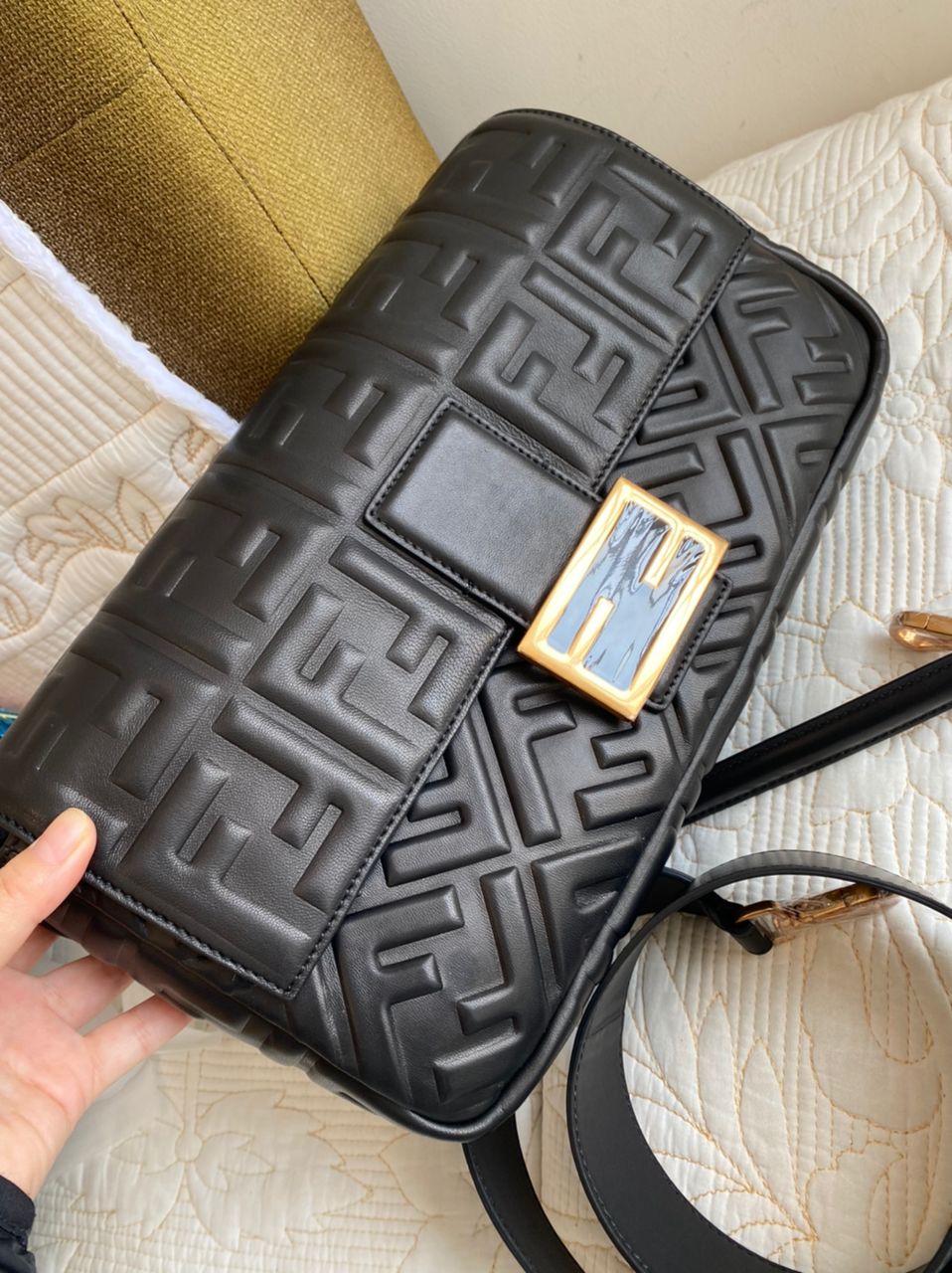 READY TO SHIP Black Baguette Large | Fendi