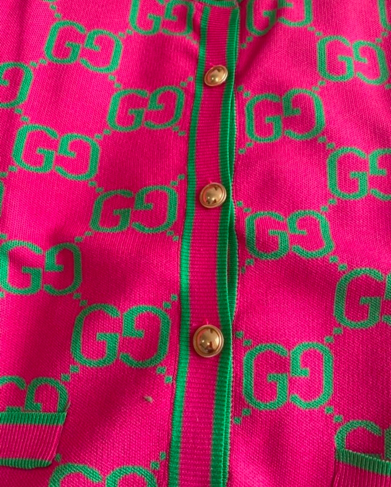 Pink & Green Jacquard Cardigan