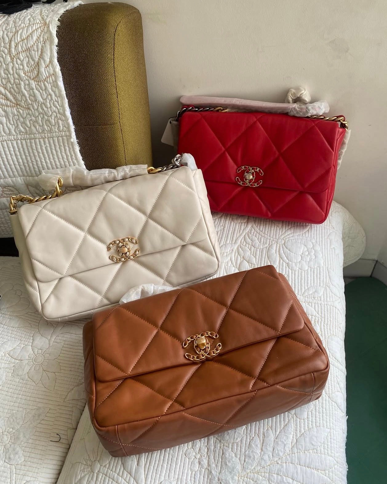 Cream 19 Flap Bag