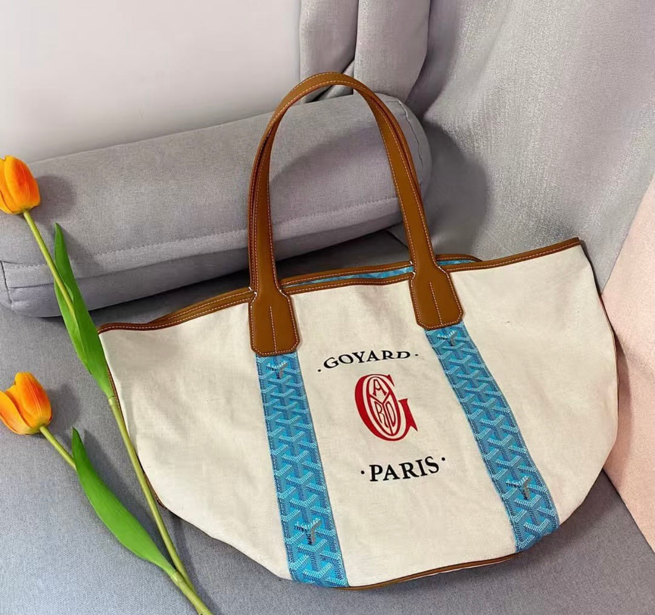 Belharra Bag | Turquoise & Tan (Reversible)