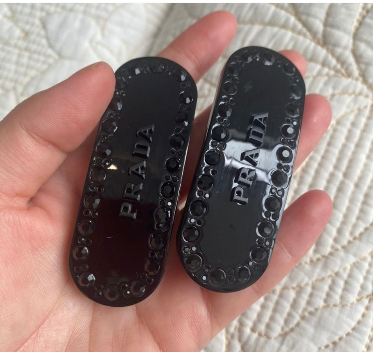 P R A D A Plex Hair Clip-Black (Pair of 2)